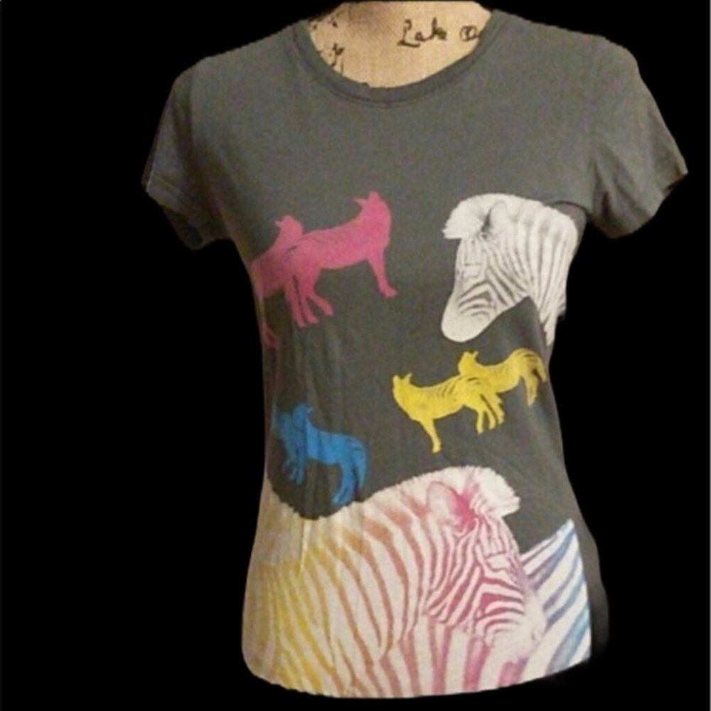 A Fine Mess Brand Neon Zebra T-shirt - Size M